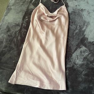 Pink mini satin silky dress